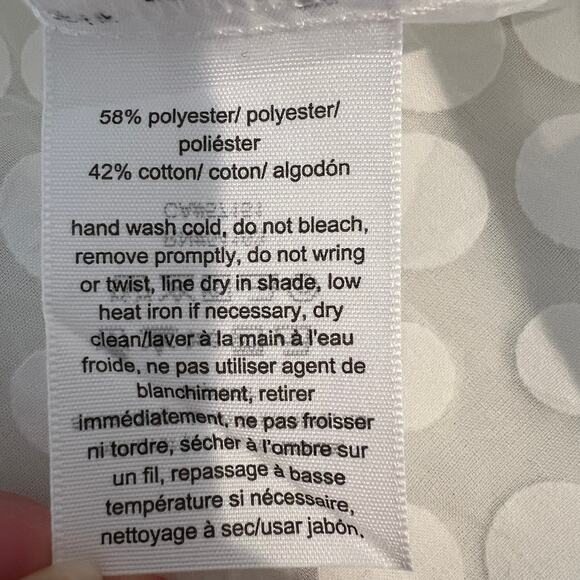 TOMMY HILFIGER Sheer Polka Dot Bell Sleeve Blouse White Women's Size Large - Picture 6 of 8